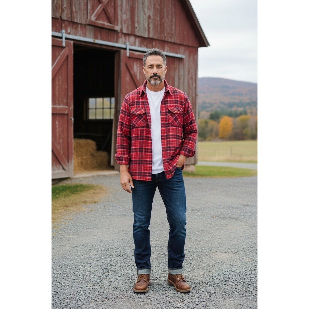 Vintage Pendleton Wool Flannel Shirt USA Red Plaid Button Up Workwear L Damaged